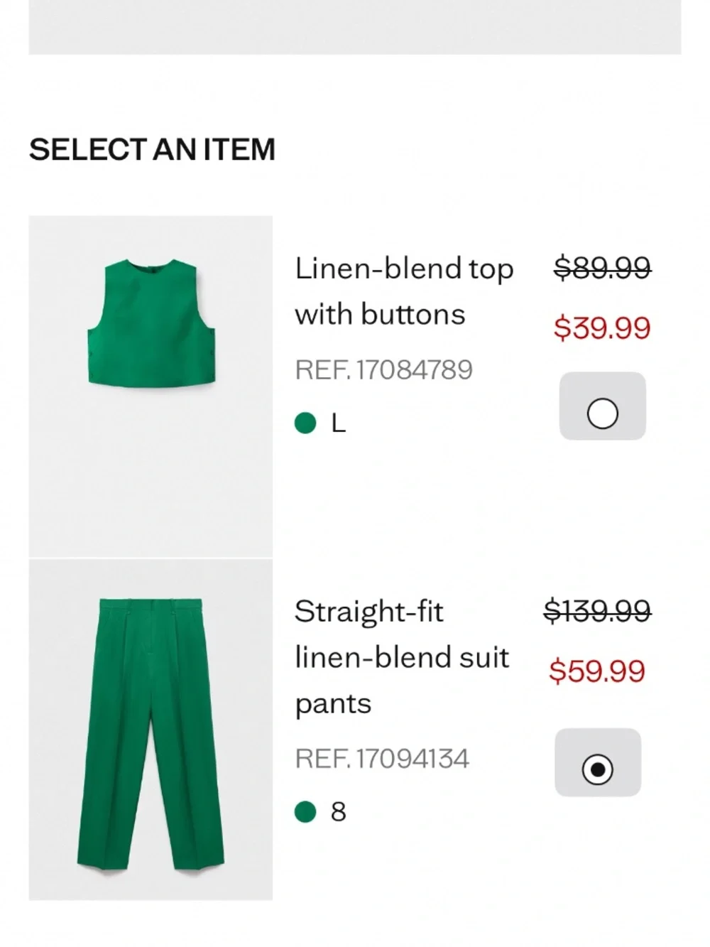 A set of top and pants